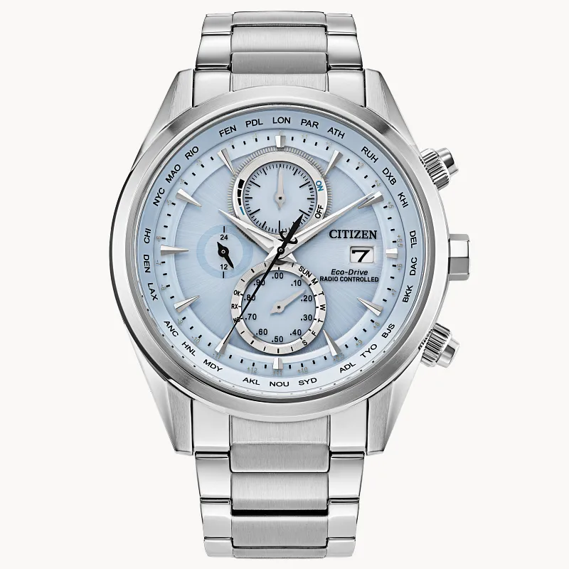 Sport Luxury Light Blue Dial Stainless Steel Bracelet AT8260-51M Sport Luxury Light Blue Dial Stainless Steel Bracelet AT8260-51M